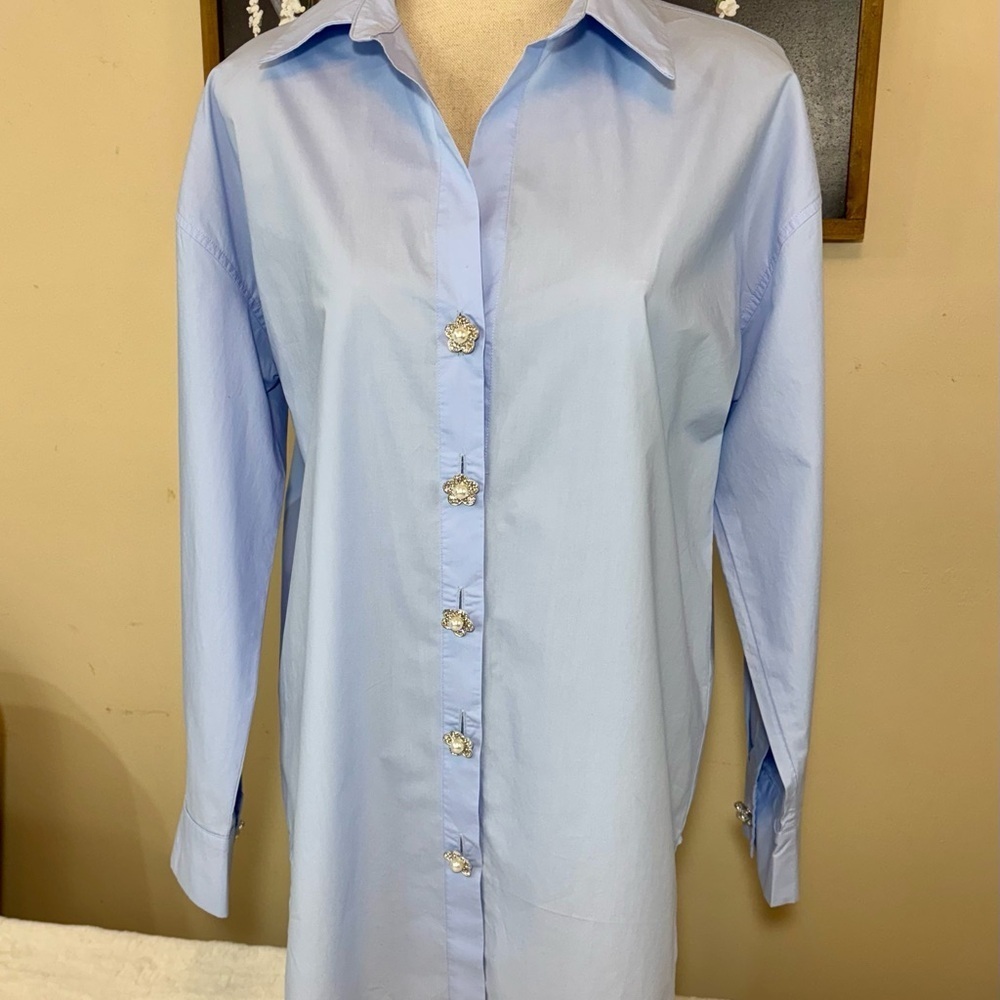 English Factory Sky Blue Button-Down Shirt - Picture 4 of 8